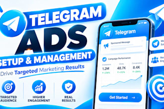 setup high converting telegram ads, telegram promotion, manage telegram ads