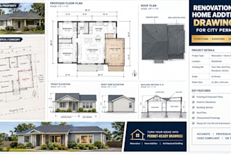 draw renovation and home addition drawings for city permit