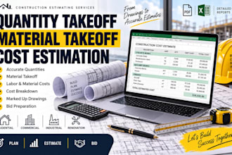 do quantity takeoff, material takeoff, construction cost estimation