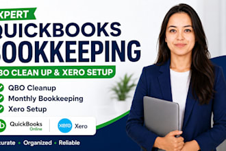 do expert quickbooks bookkeeping, qbo clean up, and xero setup