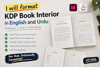 format KDP book interior in english and urdu
