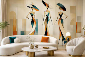 design art deco fashion women wall mural and art deco wallpaper