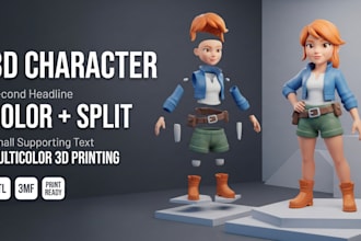 create color split 3d character models for multicolor printing