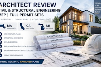 architect review civil and structural engineering full permit set mep ma ca mi