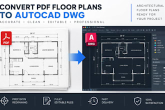 convert PDF floor plan to autocad dwg architectural drawings