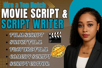 be your creative screenwriter for feature films TV and youtube