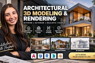 do architectural 3d modeling, 3d rendering, interior and exterior design