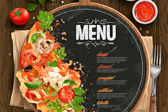 do restaurant menu design and fast food pizza burgers