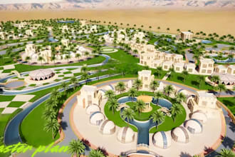 create 3d master plan, site plan, architectural rendering, landscape design