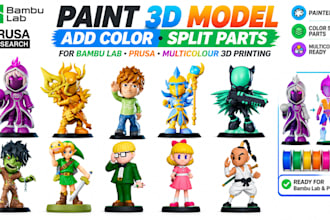 paint 3d model add color split parts for bambulab prusa multicolor 3d printing