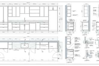 create fabrication drawings for kitchen cabinets and bathroom vanities