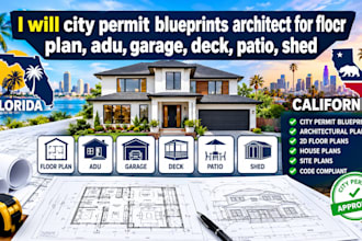design city permit blueprints for adu, garage, deck, shed for florida california