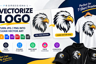 vectorize logo for t shirt printing, vector tracing, svg, print ready vector