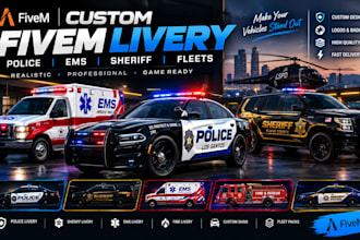design custom fivem police, ems, sheriff vehicle livery and fleet packs