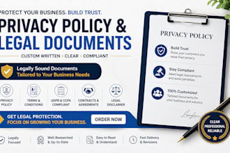 draft privacy policy, terms and conditions, gdpr legal documents