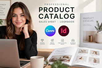 design product catalog, sales sheet, lookbook in canva or adobe indesign