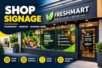 design professional shop signage storefront signs and window graphics