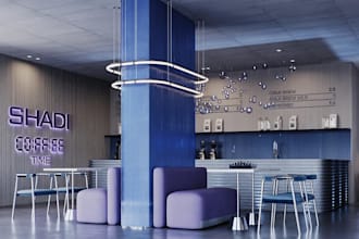 redesign cafe, 3d coffee shop interior, restaurant layout,architecture rendering