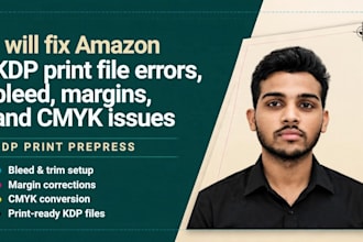 fix KDP print file errors, bleed, margins, and cmyk issues