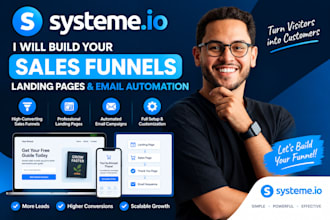 build systeme io sales funnel, landing page and email automation