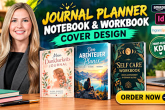 design custom journal planner and workbook covers for KDP