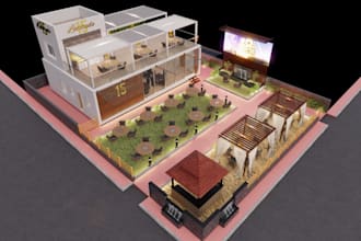create realistic 3d restaurant and cafe design and rendering