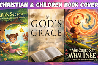 design christian book cover, for self help, childrens book, story book design