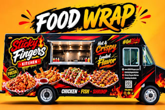 create a custom food truck wrap and food trailer design