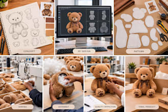 design custom plush toy for manufacturing production and prototyping
