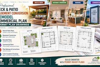 deck patio permit plan drawing, basement conversion, remodel, commercial plan