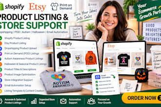 shopify dropshipping etsy autism pod halloween product listing email automation