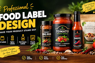 do food label design,food packaging design, jar label design and spice packaging