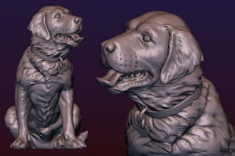 sculpt custom 3d dog model pet likeness realistic stl file 3d printing in zbrush