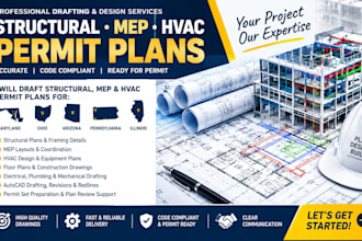 draft structural mep hvac permit plans for maryland ohio arizona pennsylvania il
