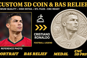 create 3d bas relief coin medallion stl model for cnc craving and 3d printing