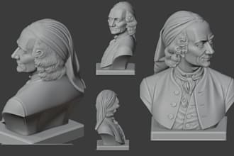 do realistic 3d head model bust model facelikness stl file for print in zbrush