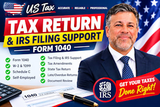 prepare your US tax return, form 1040 and irs tax filing