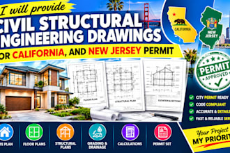 create civil structural engineering drawings for california new jersey permit