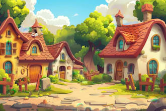 create 2d game environment concept art and illustration