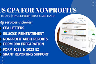 prepare US cpa letter, audit reports for 501c3 nonprofits, reinstate 501c3