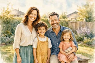 make watercolor family portrait