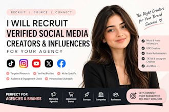 recruit verified social media creators and influencers for your agency