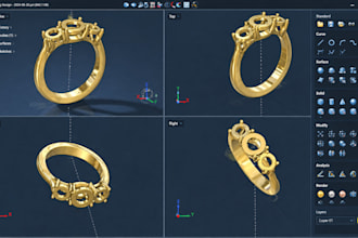 design 3d jewelry, rings, footwear, watch cases and custom product cad designs