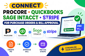connect procore quickbooks sage intacct stripe for purchase orders bill approval
