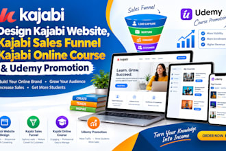 design kajabi website, kajabi sales funnel kajabi online course, udemy promotion