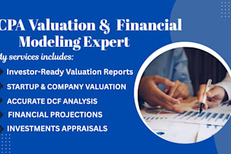 do CPA startup valuation , equity valuation, business plan and appraisal