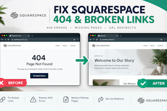 fix squarespace broken links, 404 error and missing page errors 301 redirect