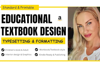 create printable educational textbook design, workbook, kdp textbook formatting