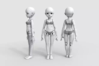 sculpt custom 3d articulated bjd model,flexi toys, articulated doll for printing