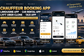 create chauffeur booking app limousn app car rental app lyft uber clone taxi app